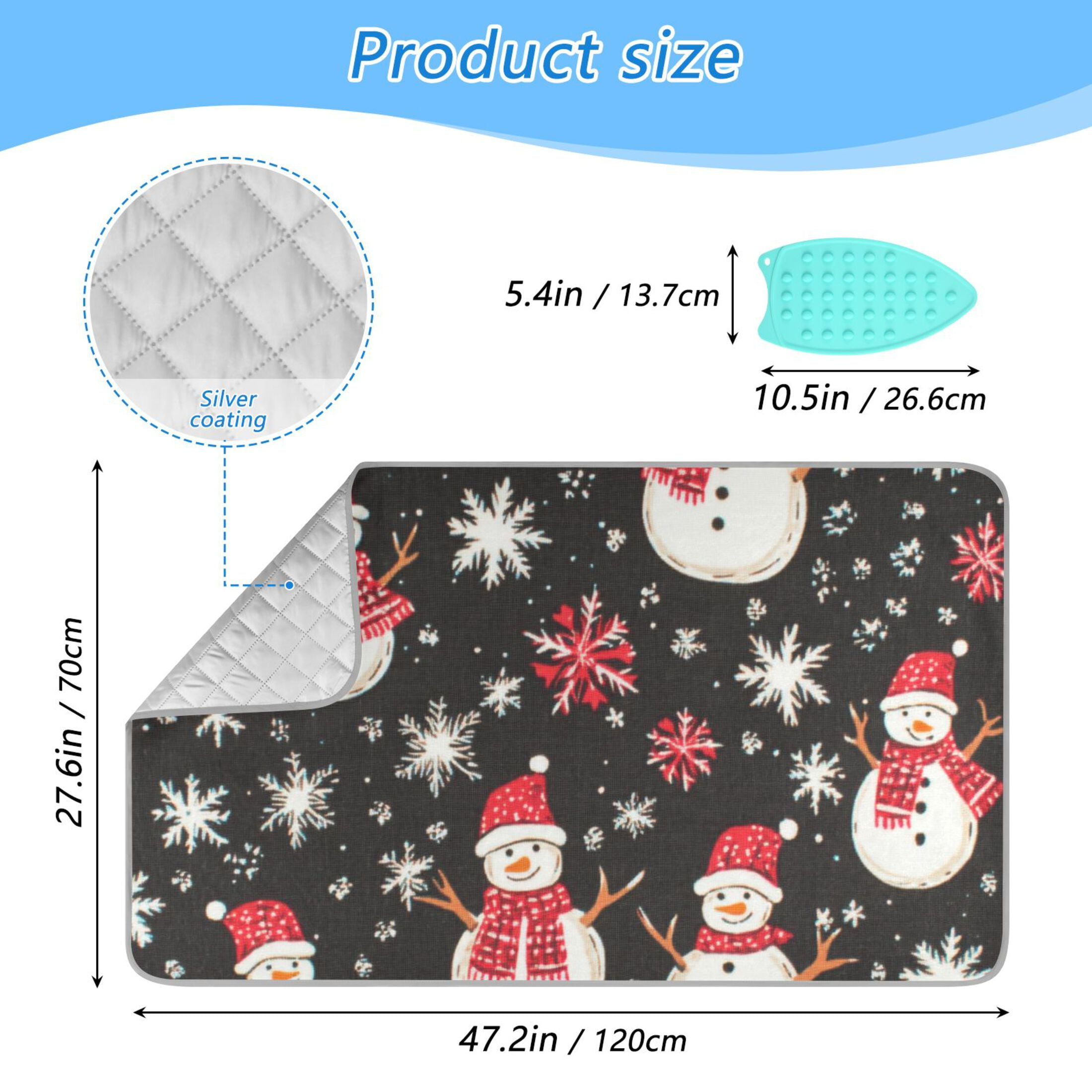 Snowman and Snowflakes Ironing Mat Blanket for Table Top Travel Portable Ironing Board Pad 47.2x27.6 Inch