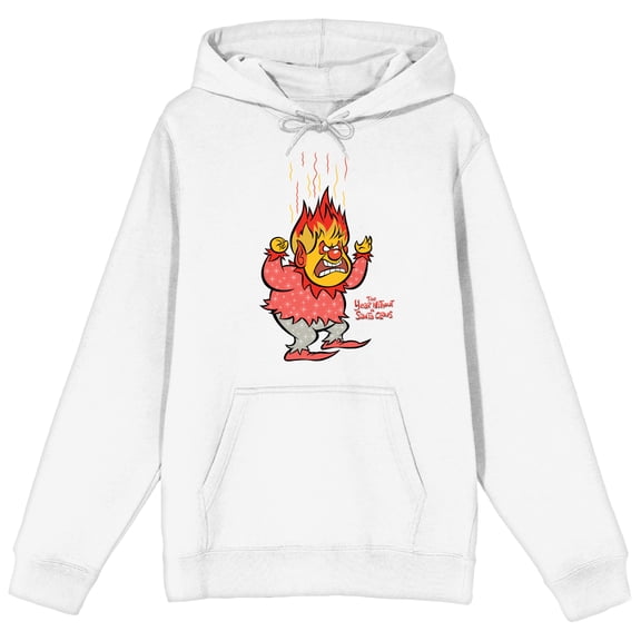 The Year Without Santa Claus Heat Miser With Raised Hands Men's White Graphic Hoodie-XXL