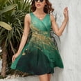 thumbnail image 3 of Abstract Emerald Green Gold Art Dress Summer Street Style Dresses Female Sleeveless Printed Sundress, 3 of 7