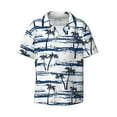 thumbnail image 2 of Lsque Retro Coconut Tree print Men's Cuban Collar Short Sleeve Shirt Summer Beachwear Casual Button Down Fashionable Vacation Leisure Shirt-3X-Large, 2 of 7