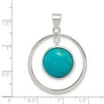 thumbnail image 2 of 925 Sterling Silver Circle Shaped Turquoise Pendant, 2 of 2