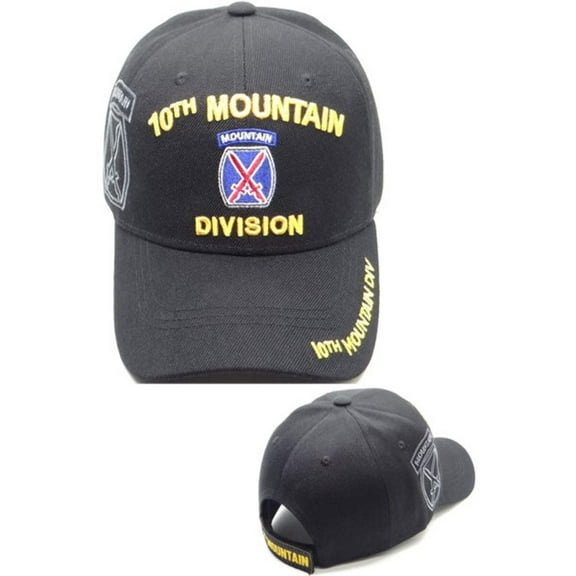 US Military 10th Mountain Division Black Adjustable Baseball Hat Cap