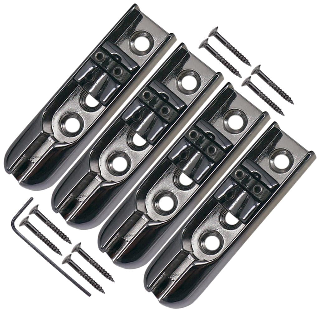 4 Pieces Bass Bridge W/ Screws for 4 String Electric Bass Guitar Accessories - black, 60..7mm