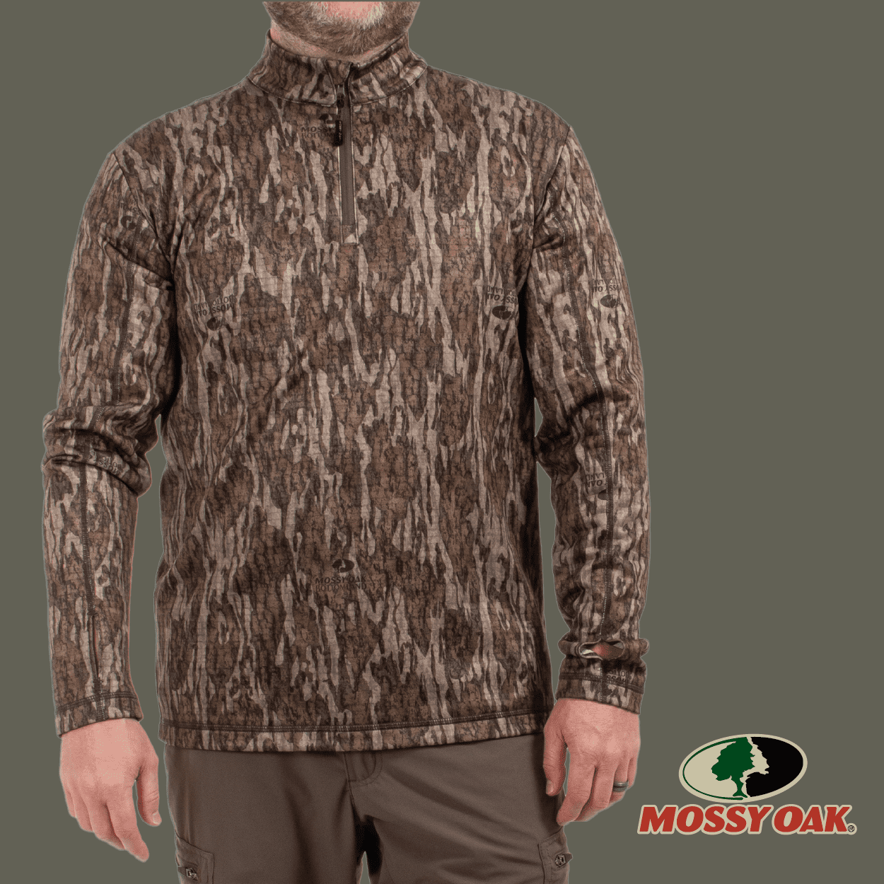 Mossy Oak Men's 1/4 Zip Performance Hoodie, Mossy Oak New Bottomland, Size 3X-Large