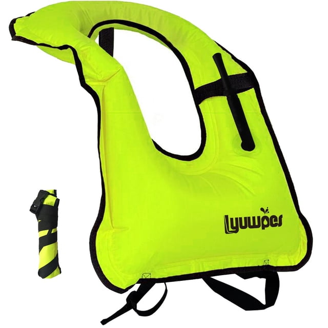 Chaleco inflable de esnórquel Lyuwpes para adultos, color verde, hasta 100 kg