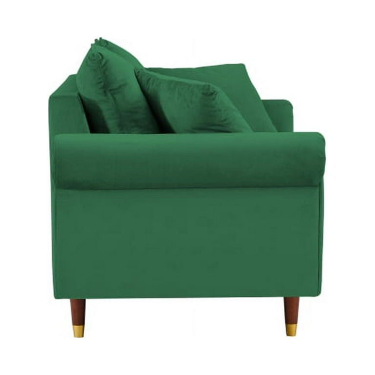 Loveseat Sofa Velvet 2 Seat Love Seat Couch with Wood Legs and 2