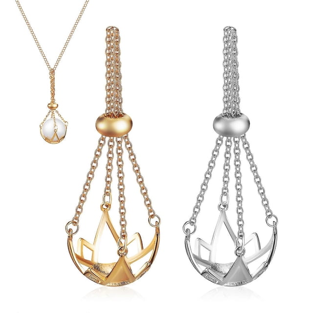 2 Pcs Crystal Holders Necklaces Crystal Cages Necklace Pendants For Women Jewelry Making