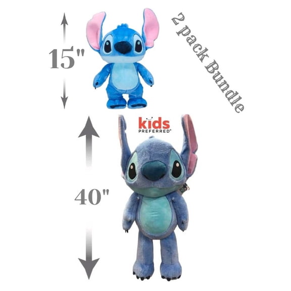 40-inches Disney© Lilo & Stitch™ Jumbo Blue Alien Stitch Plush Officially Licensed Kids Toys & 15-inches Disney© Stitch™ Plush Toys