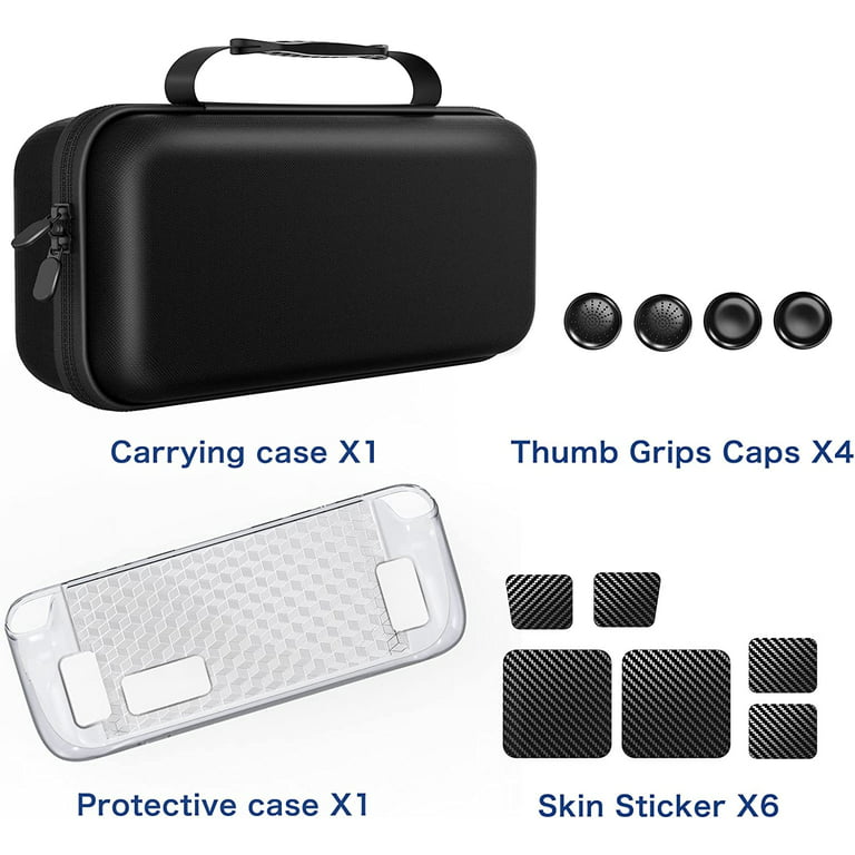 Mooroer 12 in 1 Steam Deck Accessories Kit with Portable Travel Protective  Hard Shell Steam Deck Carry Case, TPU Clear Protective Case, Touch Skin  Sticker & Thumb Grips, Black 