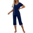 thumbnail image 3 of MINTREUS Women's Pajama Sets Short Sleeve Shirt and Capri Soft Pajama Sets with Pockets S-4XL, 3 of 7