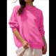 thumbnail image 3 of Sudadera de Gran Tamaño para Mujer, Estilo Informal, Cuello Redondo, Larga, Cómoda. Rosa Roja XL, 3 of 10