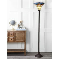 JONATHAN Y Peacock Tiffany-Style 70" Torchiere LED Floor Lamp, Bronze, JYL8006A