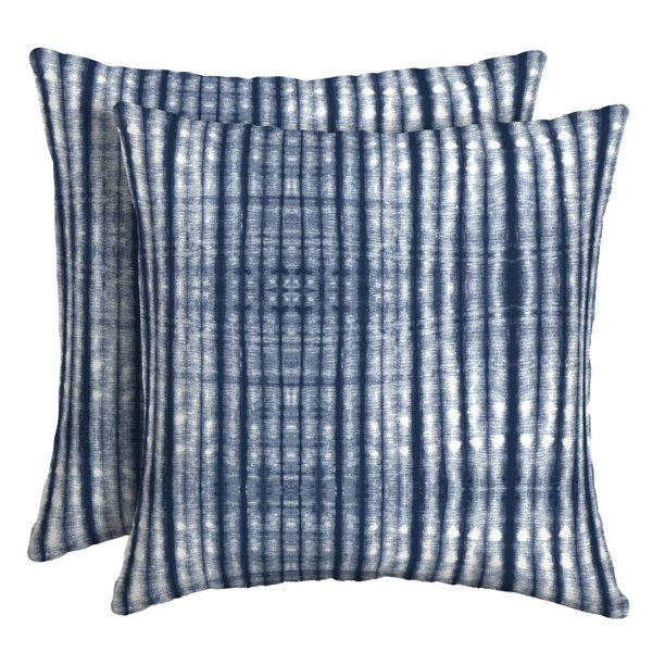 Arden Selections Outdoor Toss Pillow (2 Pack) 16 x 16, Blue Shibori
