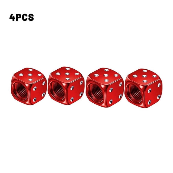 Dice Valve Stem Caps 4-Pack Aluminum Alloy Tire Valve Covers for Cars Bikes Motorcycles