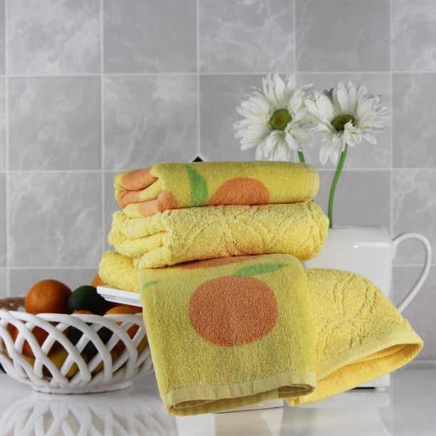 Freshee Kitchen Collection - 4-Piece Kitchen Towel Set with Intellifresh Technology, Yellow Freshee Kitchen Collection - 4-Piece Kitchen Towel Set with Intellifresh Technology, Yellow