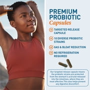 Dr. Tobias Dr. Tobias Probiotics 30 Billion, 10 Strains, 30 Billion CFUs, Targeted Release Probiotics for Digestive Health, Shelf-Stable Probiotics for Women & Men, Non-GMO, 30 Capsules, 30 Servings