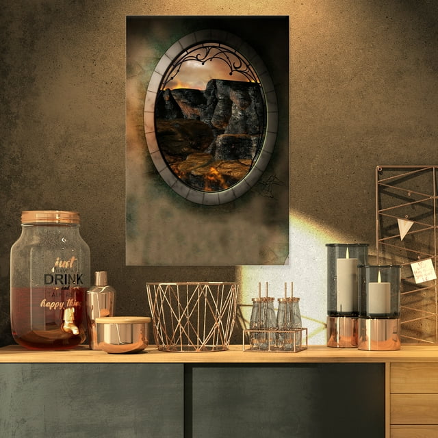 Brown Fantasy Landscape with Frame - Large Photography Canvas Art Print