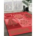 thumbnail image 2 of Ahgly Company Indoor Round Patterned Shocking Orange Area Rugs, 8' Round, 2 of 6