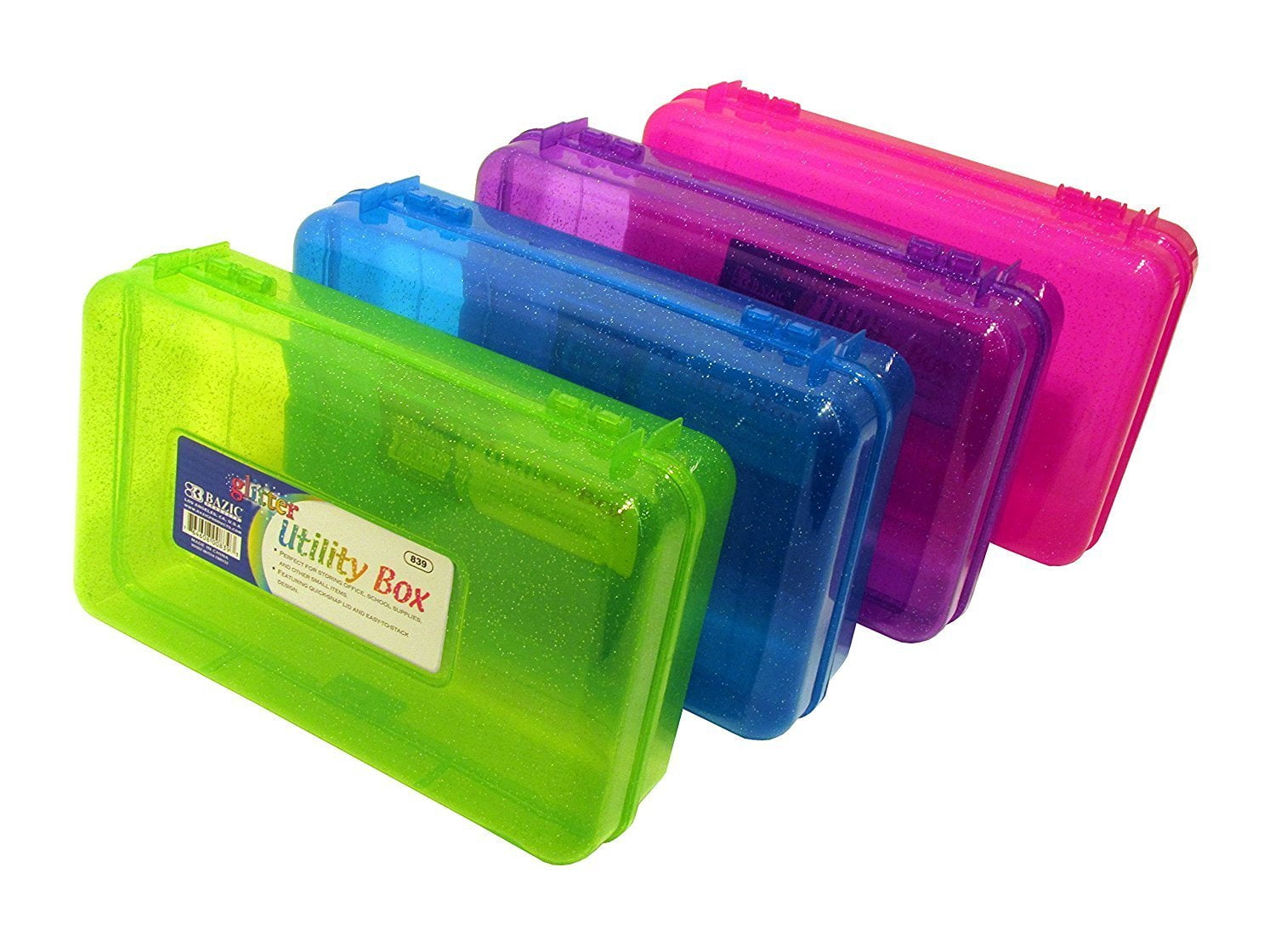 BAZIC Glitter 8" x 5" x 2.5" Utility Storage Box for School Supplies or