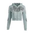 thumbnail image 6 of Qmyliery Women’s Long Sleeve Zipper Cardigan Fashion Wings Printed Slim Fit Cropped Hooded Sweatshirt,S/M/L, 6 of 9