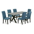 thumbnail image 6 of East West Furniture 7-Piece Awesome Rectangular Table Set a Superb Cement Color Wood Table Top and 6 Attractive Linen Fabric Dining Room Chairs with Nail Heads and Button Tufted Chair Back, Wire..., 6 of 10