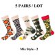 thumbnail image 1 of Calcetines de algodón a rayas para hombre y mujer, medias informales con diseño de frutas y animales, estilo Harajuku y Hip Hop, 5 pares, 1 of 4