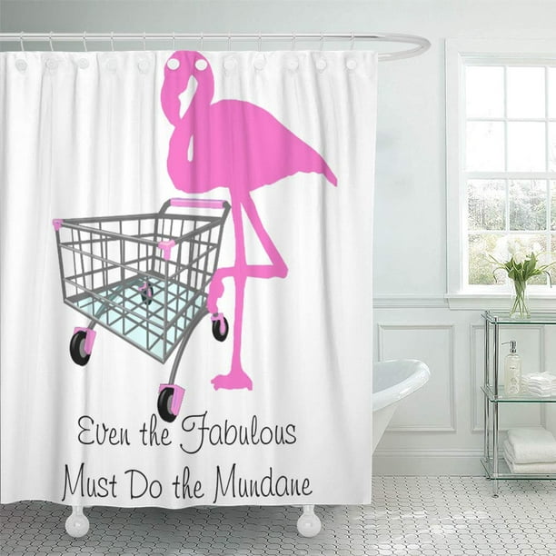 Yusdecor Kitsch Funny Fabulous Flamingo Whimsical Diva Humor Girls Teen Bathroom Decor Bath Shower Curtain 66x72 Inch