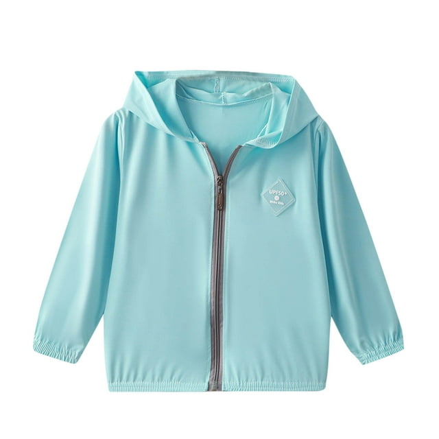 Posijego Veste de Protection Solaire pour Enfants Garçons Filles Fermeture à Glissière Chandail à Capuchon Chemises Rafraîchissantes d'Été Course Randonnée