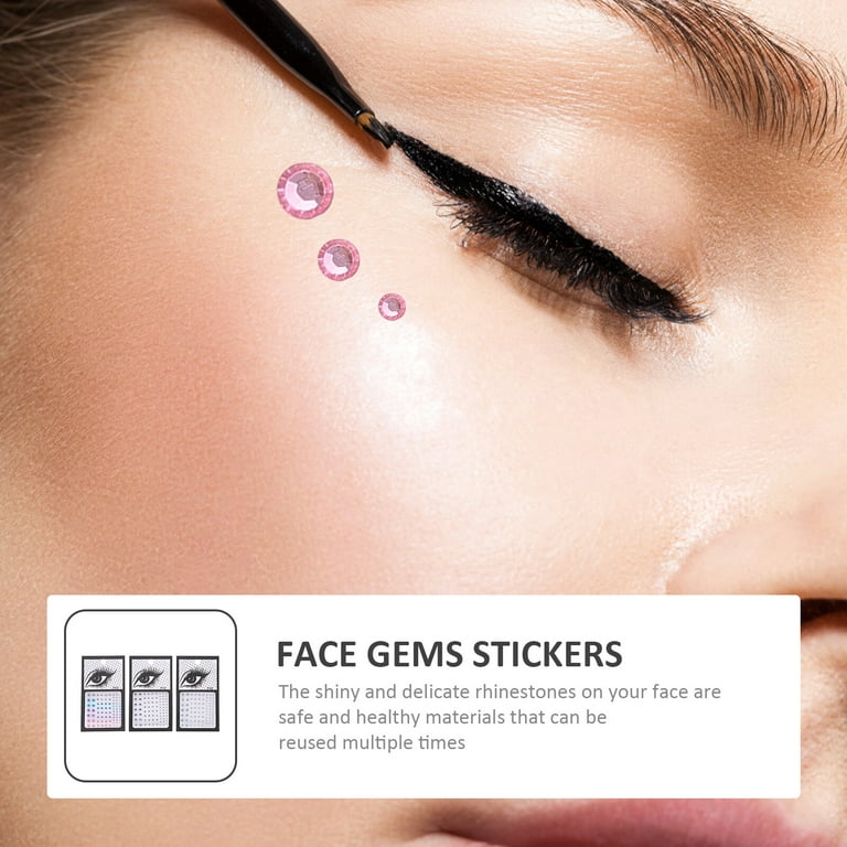 3 Sets of Self-adhesive Face Gems Stickers Decorative Eye Gems Jewels  Exquisite Face Decals