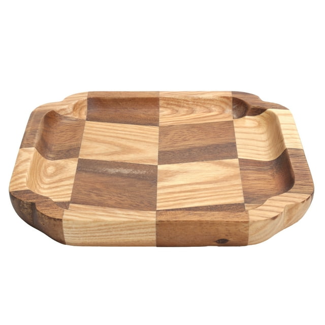 Bandeja para servir, bandeja de madera para té, plato de fruta de madera, patrón de rejilla, bandeja de madera, solución innovadora