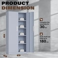 thumbnail image 3 of 72” Metal Garage Storage Cabinet, Lockable File Cabinets with 2 Doors and 4 Adjustable Shelves, Steel Tool Cabinets with Lock for Office, Home, Gym (Grey), 3 of 16
