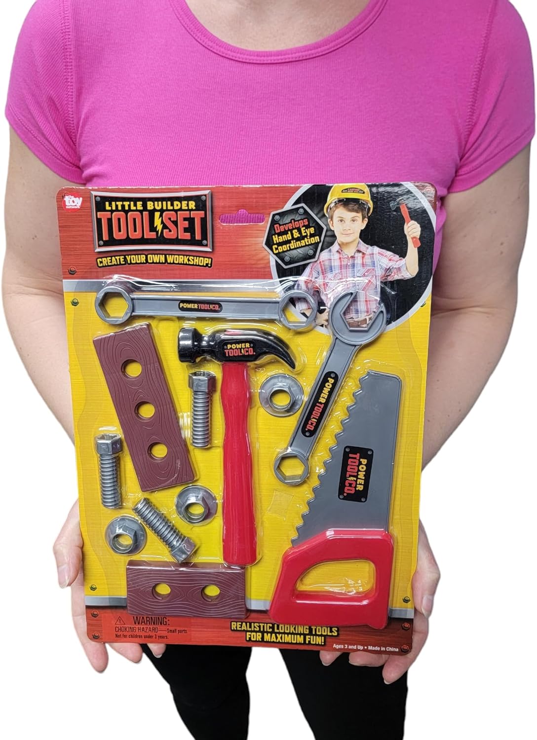 Handyman Manual Tool Set Playset (12-Piece Pack) Perfect for Handyman Kids Ages 3+. 6" Plastic Hammer, Screwdriver, Ruler, Bolts and Screws, Range. (Hats, Handyman Tool Set, H0012)