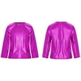 thumbnail image 5 of iiniim Girls Long Sleeve T-Shirt Shiny Metallic Dance Performance Tee Holographic Party Tops Dancewear Hot Pink 9-10, 5 of 7