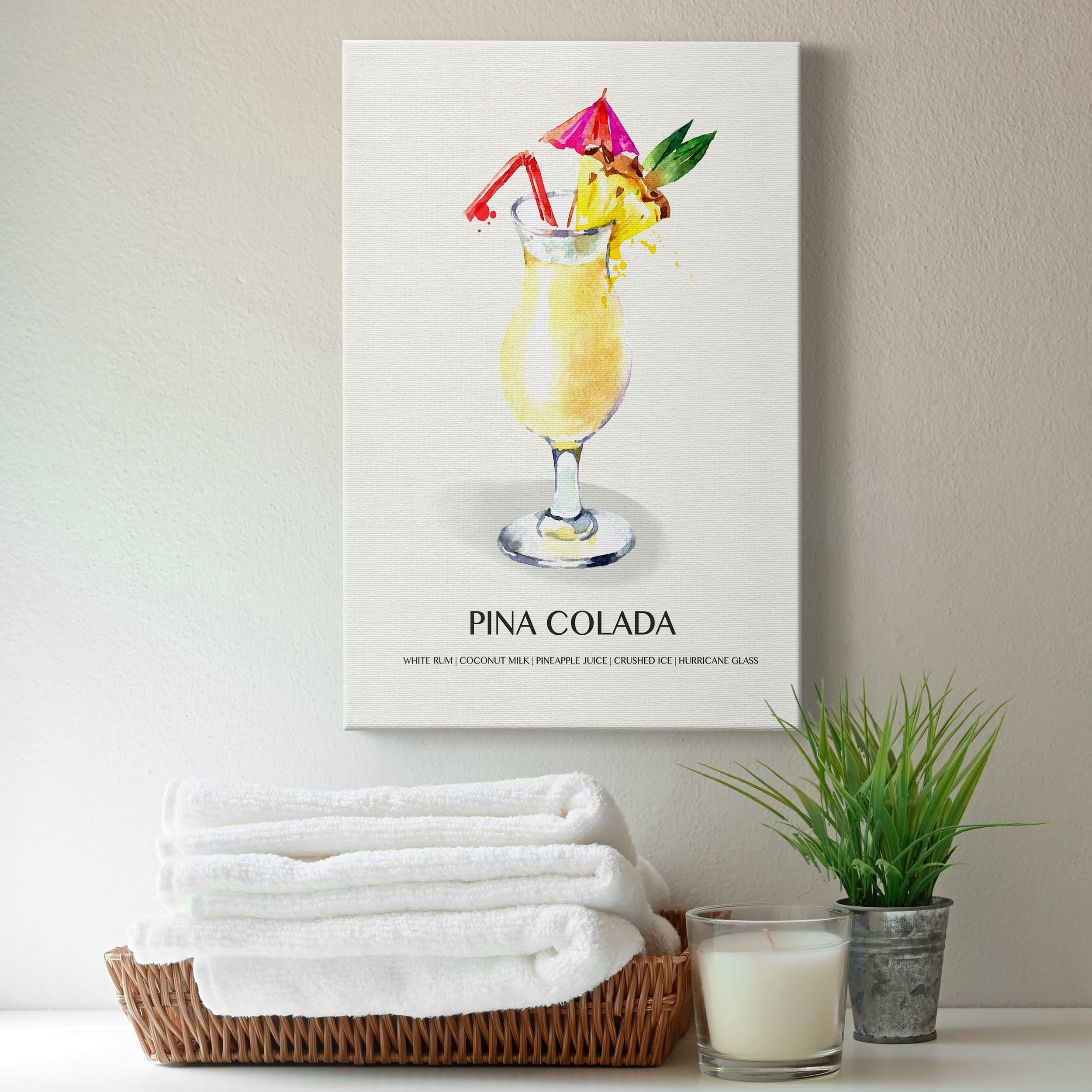 Pina Colada – Tropical Premium Gallery Wrapped Canvas Wall Art, Ready to Hang, Canvas Art Prints
