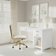 thumbnail image 2 of Martha Stewart Shaker Style Home Office Desk with 2 Side Drawers in White with Polished Brass Hardware, 2 of 13