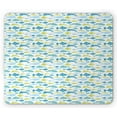 thumbnail image 1 of Fish Mouse Pad, Various Breed Aquatic Animals in Geometric Silhouette Style, Rectangle Non-Slip Rubber Mousepad, Pale Blue Sea Blue, by Ambesonne, 1 of 2