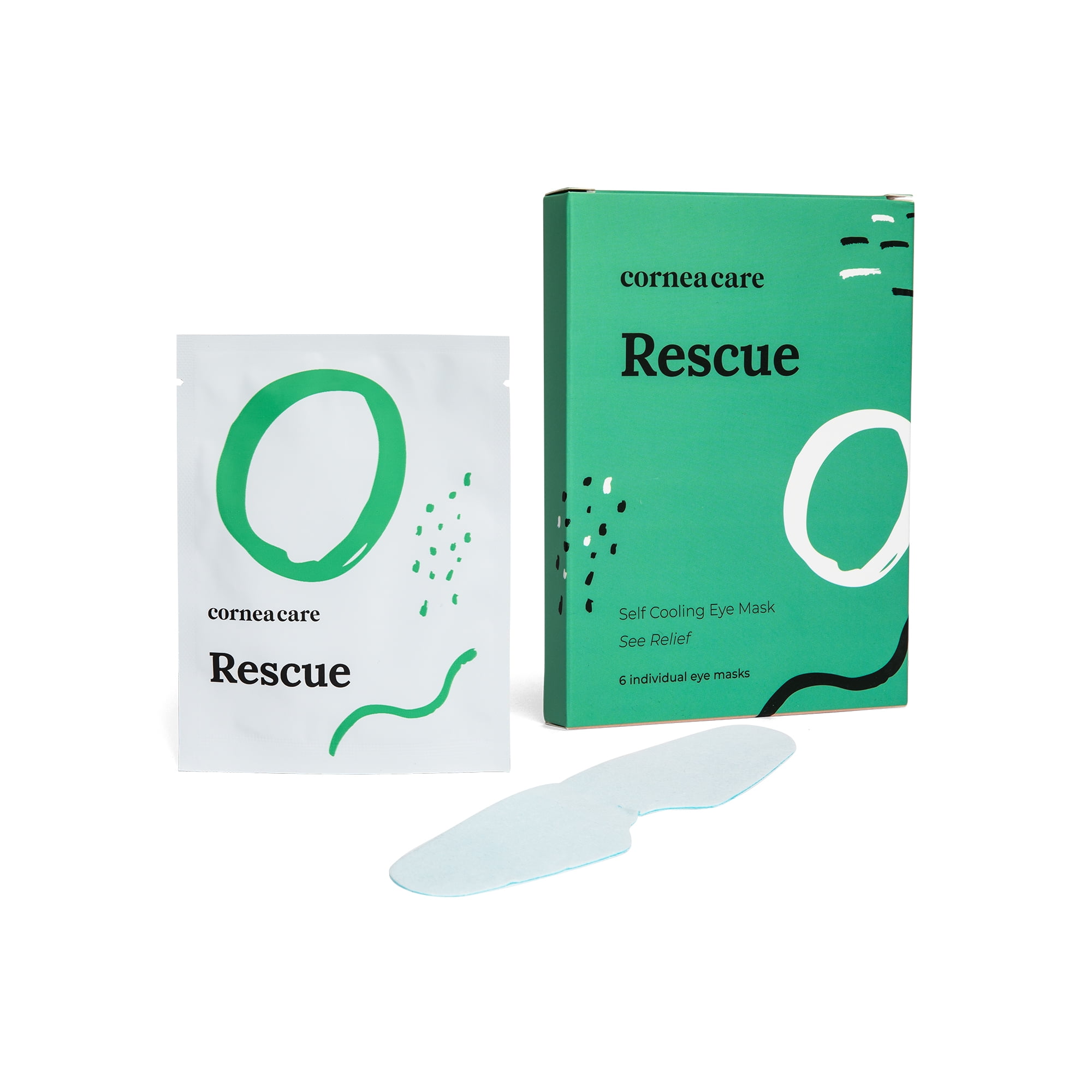 Rescue Self-Cooling Eye Masks, Cold Compress for Puffy, Dry Eyes, Headache & Migraine Relief, 6 Count