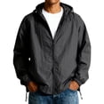 thumbnail image 3 of Men's Lightweight Jacket, Solid Color Windbreaker with Hood UPF 50+, Packable Running Jacket for Men, Water-Resistant Hiking Cycling Travel Hooded Windbreaker Black XL, 3 of 5