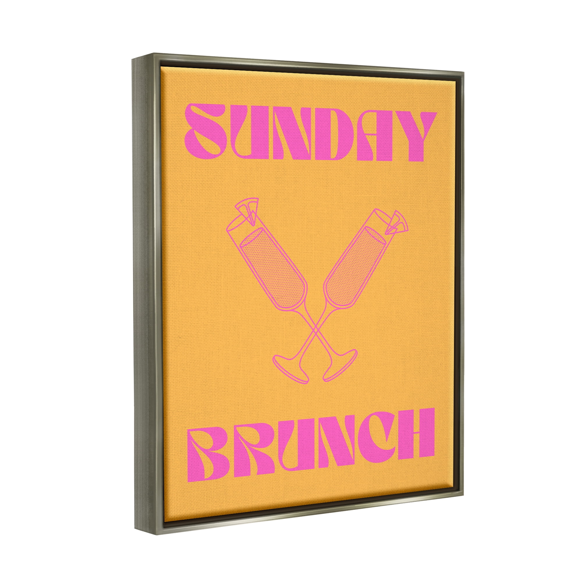 Stupell Industries Sunday Brunch Mimosas Food & Beverage Painting Gray Floater Framed Canvas Art Print Wall Art, 25 x 31