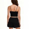 thumbnail image 6 of Avrnliq Womens Black Ribbed 2 Piece Activewear Lounge Set, V-Neck Stretchy Crop Tank Top & High Waisted Shorts with Side Pockets,Size L, 6 of 7