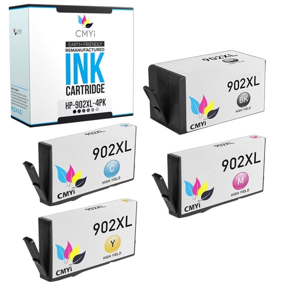 CMYi 902XL Combo Pack of 4 Ink Cartridges compatible for 902XL - OfficeJet 6950, 6951, 6954, 6958, 6962, 6975, 6979, Pro 6958, 6960, 6961, 6963, 6964, 6965 (1 Black, 1 Cyan, 1 Magenta, 1 Yellow)
