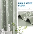 thumbnail image 5 of Cortinas opacas para dormitorio con estampado de papel de aluminio, rama de árbol, rama de árbol, aislamiento térmico, con ojales, cortinas que bloquean la luz, gruesas y suaves cortinas para ventana para sala de estar, 52 x 84 pulgadas, 2 paneles, salvia, 52 pulgadas de ancho x 45 pulgadas de largo, 5 of 5