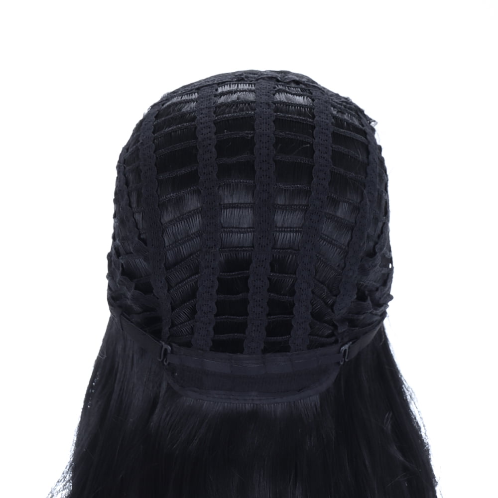 RightOn Black Wigs Long Wavy Wig for Women Curly Heat Resistant Hair Wigs 28" Cosplay Party with Wig Cap