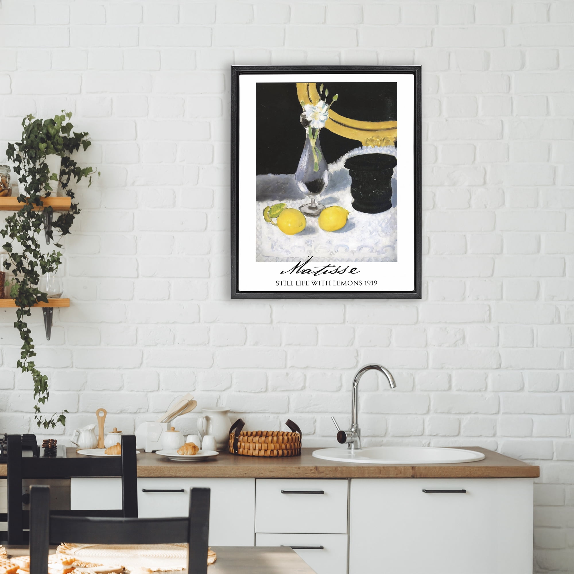 Stupell Industries Matisse Still Life Lemons Black Framed Floater Canvas Wall Art, design by Vintage Hustle