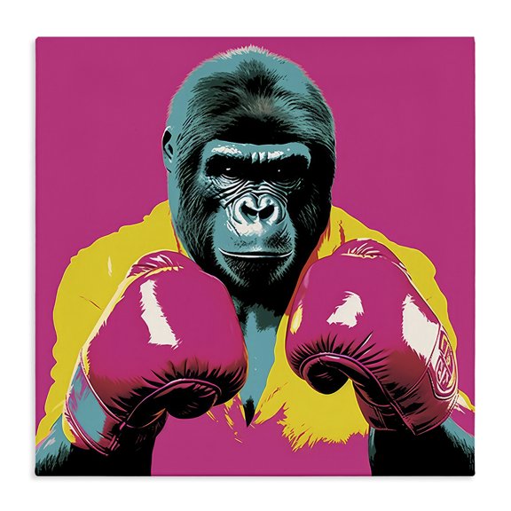 Stupell Industries Modern Gorilla Boxing Portrait Canvas Art, 24 x 24, by Irena Orlov