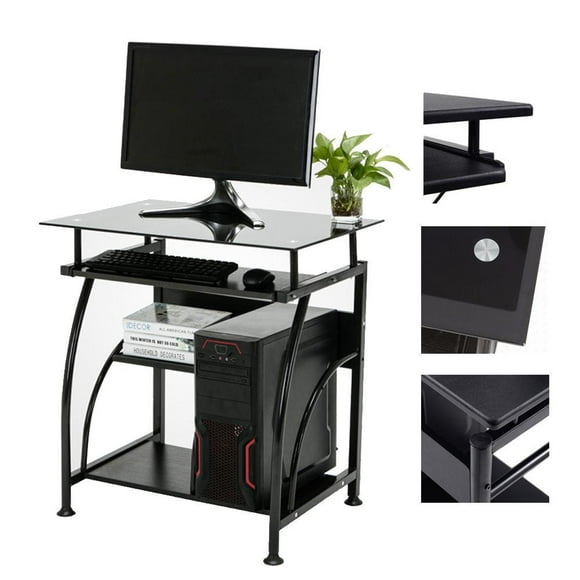 Ktaxon Office Desk Glass Top Corner Computer PC Desk Laptop Table Study Workstation