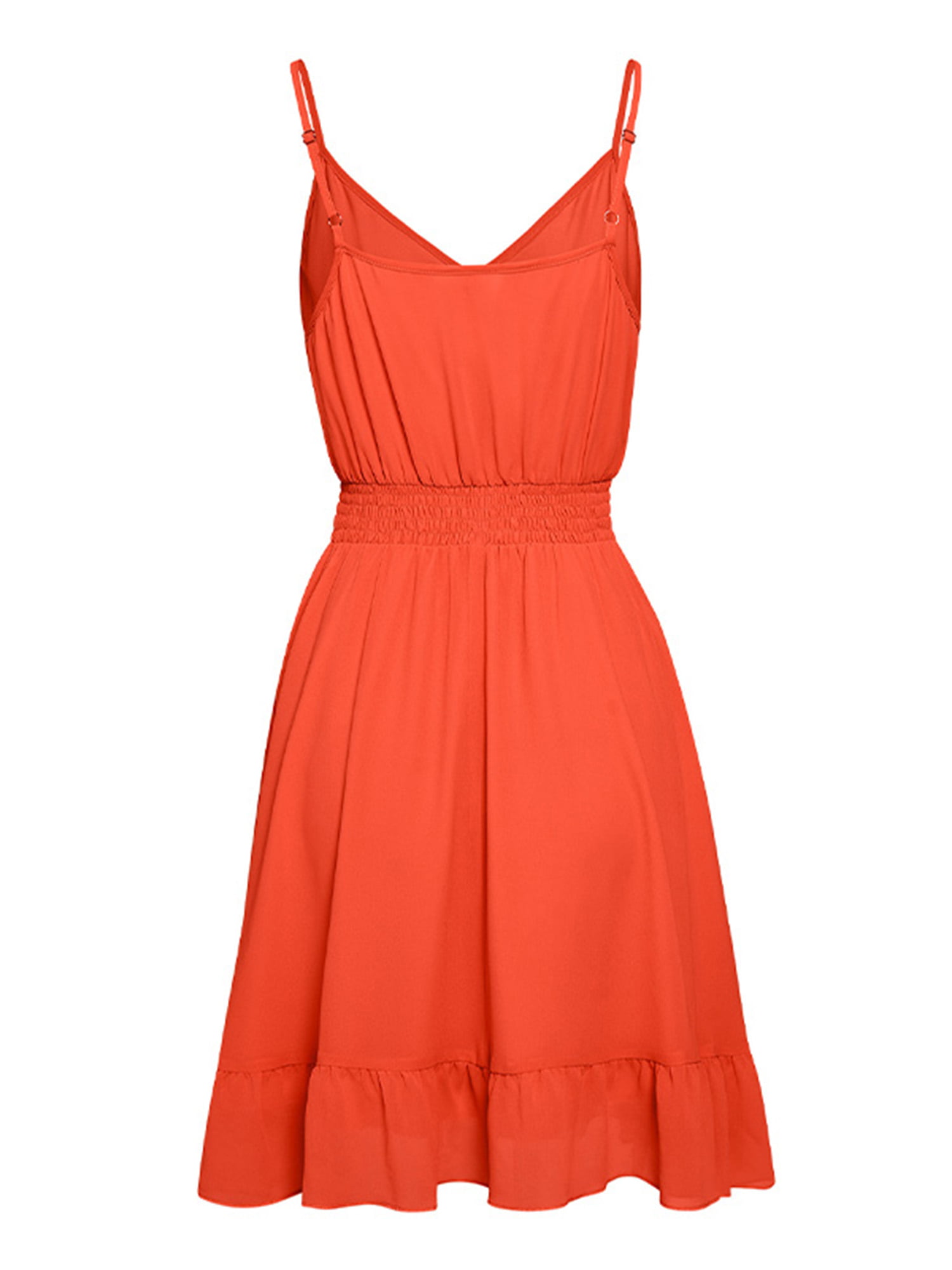 Sanviglor Ladies Long Dress Spaghetti Strap Summer Beach Sundress V Neck  Midi Dresses Irregular Hem Party LQ269-lv XL 