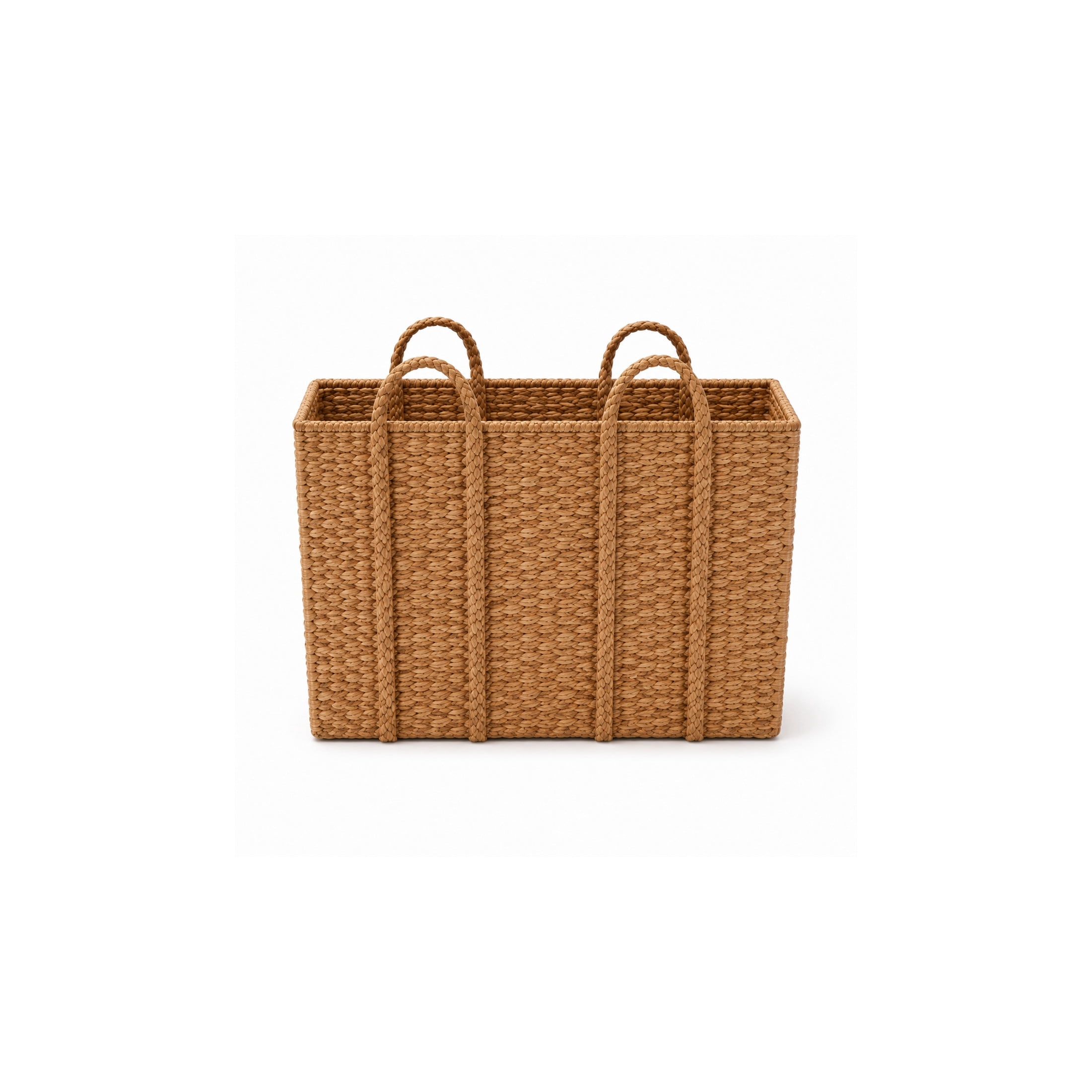 DecMode 28" x 24" Brown Seagrass Handmade Woven Storage Basket with Braided Handles, 1-Piece