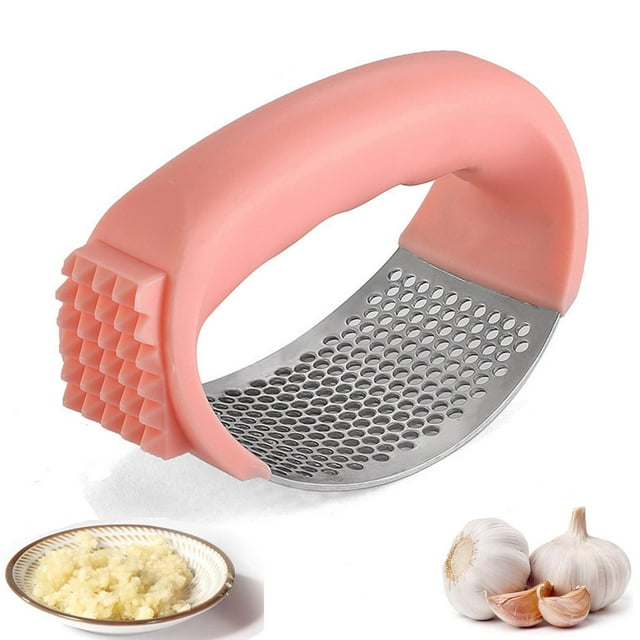 Fiudx Prensa de Ajo de Acero Inoxidable, Picadora de Ajo de Fácil Manejo, Trituradora de Ajo Duradera con Pelador, Cepillo de Fácil Limpieza Incluido, Mejora La Cocina, Regalo Perfecto para Chefs Cas