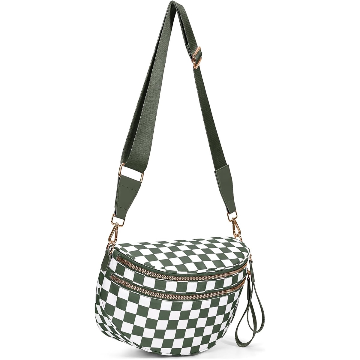 Luxury Checkered Crossbody Bag,Spacious Bum Bags for Women Nylon Crossbody Fanny Packs Checkered Purse Belt Wallet